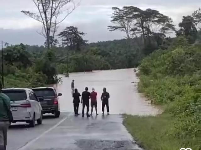 Jalan Penghubung Kalteng-Kalbar Terputus Akibat Hujan Lebat