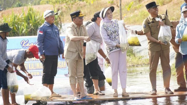 Gubernur Kalteng Lakukan Restocking Benih Ikan di Danau Asam Gubernur Kalteng Lakukan Restocking Benih Ikan di Danau Asam